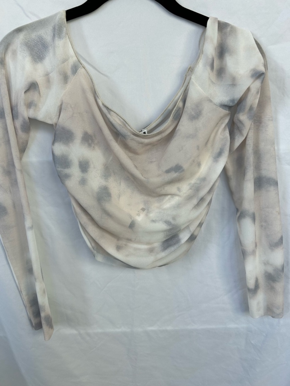 Zara Ruched Detail Long Sleeve Tulle Top